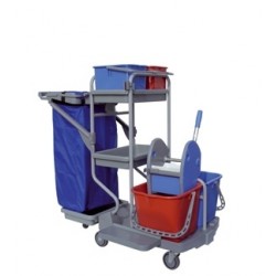 Carucior cu doua galeti de 15L, storcator, doua galeti de 9L, raft si suport pentru sac de 120L